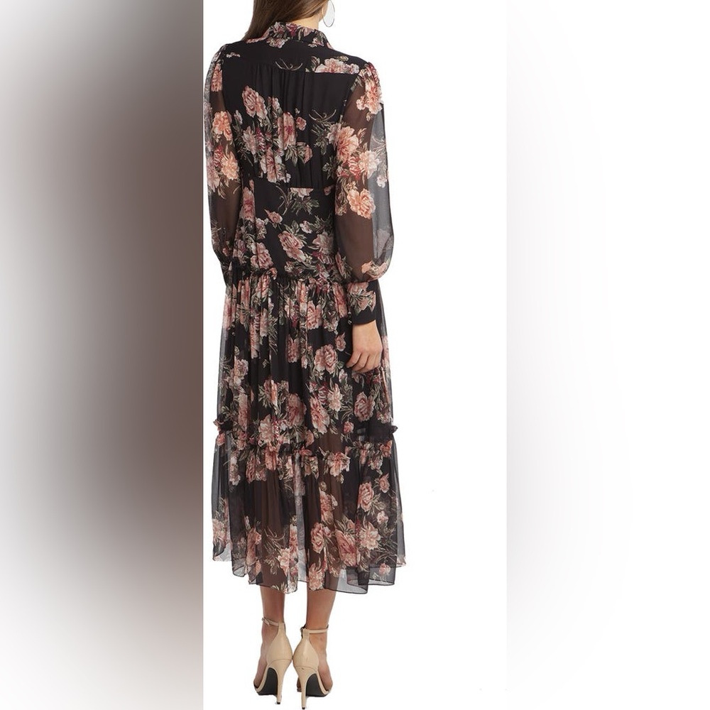 Bardot Floral Print Long Sleeve Chiffon Dress size 6 - Picture 3 of 13